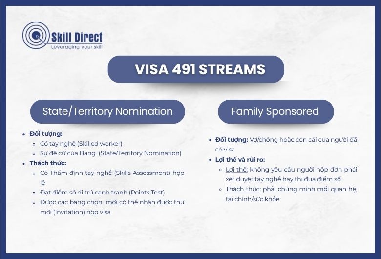 Các stream của visa 491
